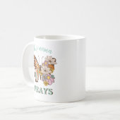 Retro Floral Butterfly Diese Mama Prays Kaffeetasse (Vorderseite Links)