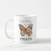Retro Floral Butterfly Diese Mama Prays Kaffeetasse (Links)