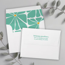 Retro Floral Colorful Turquoise Return Address