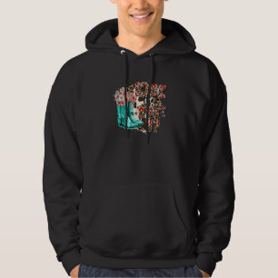 Retro floral Cowgirl Stiefel Kick Up Western Hoodie
