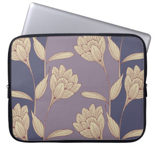 Retro Floral Crocus: Blue Mauve Wallpaper Laptopschutzhülle
