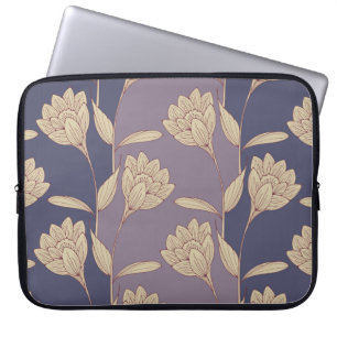 retro floral crocus wallpaper tile in blue mauve s laptopschutzhülle