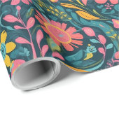 Retro Floral Daisy Valentines Geschenk für Tochter Geschenkpapier (Rolleneckpunkt)