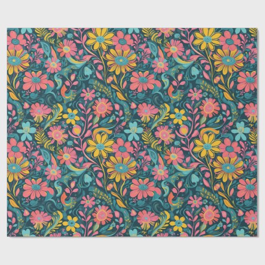 Retro Floral Daisy Valentines Geschenk für Tochter Geschenkpapier (Flach)