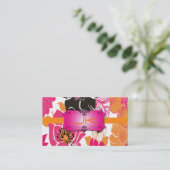 Retro Floral Design, leicht anpassbar Visitenkarte (Stehend Vorderseite)