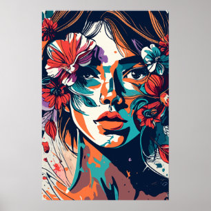 RETRO FLORAL DREAMY GIRL POSTER