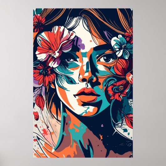 RETRO FLORAL DREAMY MIRL POWER POSTER (Vorne)