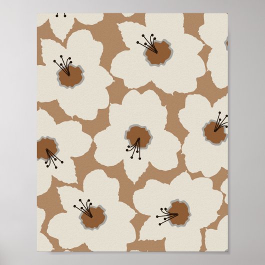 Retro Floral Earth Tones Poster (Vorne)
