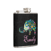 Retro Floral Elephant Design Flachmann (Rechts)