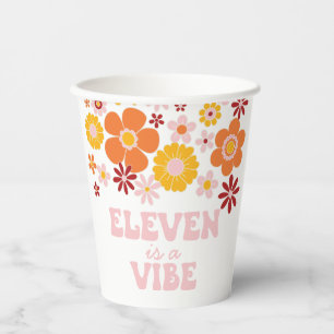 Retro Floral Eleven ist ein Vibe 11. Geburtstag Pappbecher