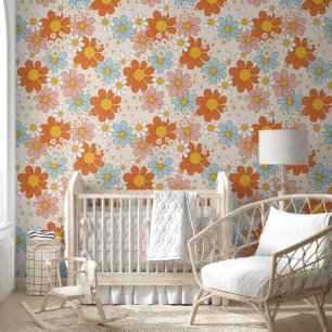 Retro floral farbenfrohe Daisy Muster Tapete