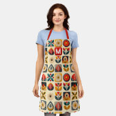 Retro floral farbig - Personalisiertes Monogramm Schürze (Getragen)