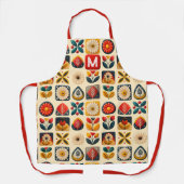 Retro floral farbig - Personalisiertes Monogramm Schürze (Vorderseite)