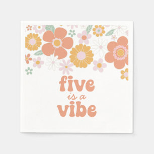 Retro Floral Five ist ein Vibe 5. Geburtstag Serviette