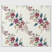 Retro Floral Folk Christmas Geschenkpapier (Flach)