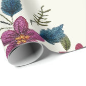 Retro Floral Folk Christmas Geschenkpapier (Rolleneckpunkt)