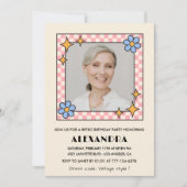 Retro Floral Foto 86. Einladung (Vorderseite)