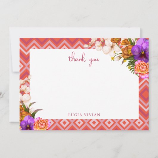 Retro Floral Fuchsia Brautparty Dankeskarte (Vorderseite)