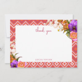 Retro Floral Fuchsia Brautparty Dankeskarte