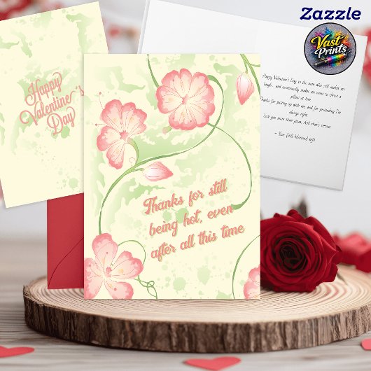 Retro Floral Funny Husband Valentine's Day Karte