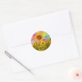 Retro Floral Gelbe Sonnenblume Regenbogen Blume Se Runder Aufkleber (Umschlag)