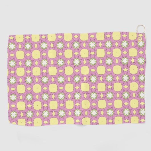 Retro floral geometric patterned golfhandtuch (Horizontal)