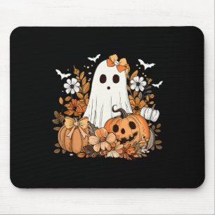 Retro Floral Ghost Niedlich Pumpkin HerbstHallowee Mousepad
