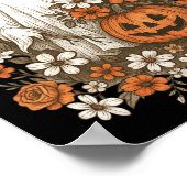 Retro Floral Ghost Niedlich Pumpkin HerbstHallowee Poster (Ecke)