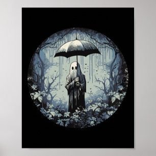 Retro floral Ghost Vintag Halloween Ghost in den Poster