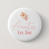 Retro Floral Girl Baby Shower Auntie To Be Button (Vorderseite)