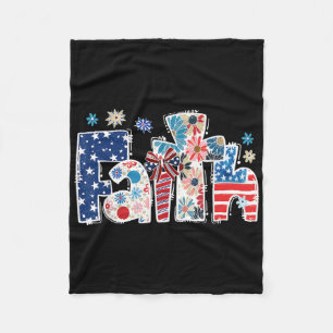 Retro Floral Glaube uns Flagge Christlich Amerikan Fleecedecke