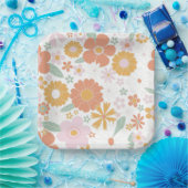 Retro Floral Groovday Pappteller (Party)
