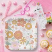 Retro Floral Groovday Pappteller (Party)