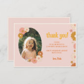 Retro Floral Groovy 3. Geburtstag Dankeschön Karte (Vorne/Hinten)