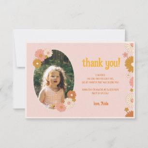 Retro Floral Groovy 3. Geburtstag Dankeschön Karte