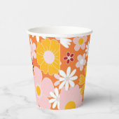 Retro Floral Groovy Geburtstagspapier Cups Pappbecher (Rechts)