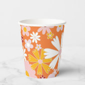 Retro Floral Groovy Geburtstagspapier Cups Pappbecher (Vorderseite)