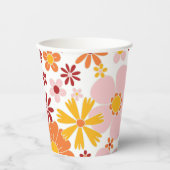 Retro Floral Groovy Geburtstagspapier Cups Pappbecher (Vorderseite)