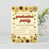 Retro Floral Groovy Graduation Feiertagskarte (Stehend Vorderseite)