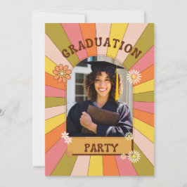 Retro Floral Groovy Graduation Feiertagskarte
