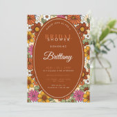 Retro Floral Groovy Hippie Daisy 70er Brautparty Save The Date (Stehend Vorderseite)