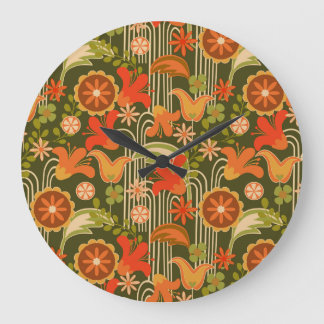 Retro floral -  große wanduhr