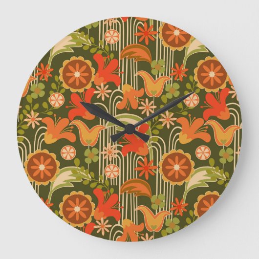 Retro floral - große wanduhr (Vorderseite)