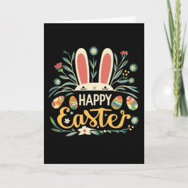 Retro Floral Happy Easter Bunny Boho Spring Feiertagskarte