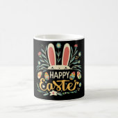 Retro Floral Happy Easter Bunny Boho Spring Kaffeetasse (Mittel)