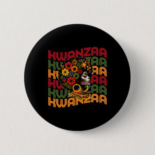 Retro Floral Happy Kwanzaa Afrikanischer Stolz Afr Button