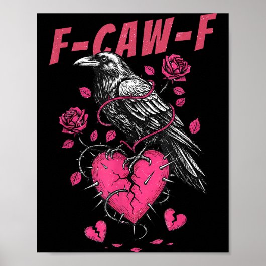 Retro Floral Heart Raven F-caw-f Anti Valentin's D Poster (Vorne)