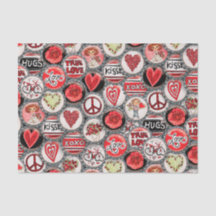 Retro Floral Heart Valentine's Day Flasche Cap Art