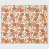 Retro Floral Herbst Herbst Vibes Football Muster Geschenkpapier (Flach)