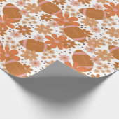 Retro Floral Herbst Herbst Vibes Football Muster Geschenkpapier (Ecke)